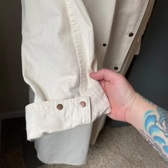 AUSTRALIAN OUTBACK COLLECTION vtg white womens M duster western cowboy 90s coat - Picture 10 of 15